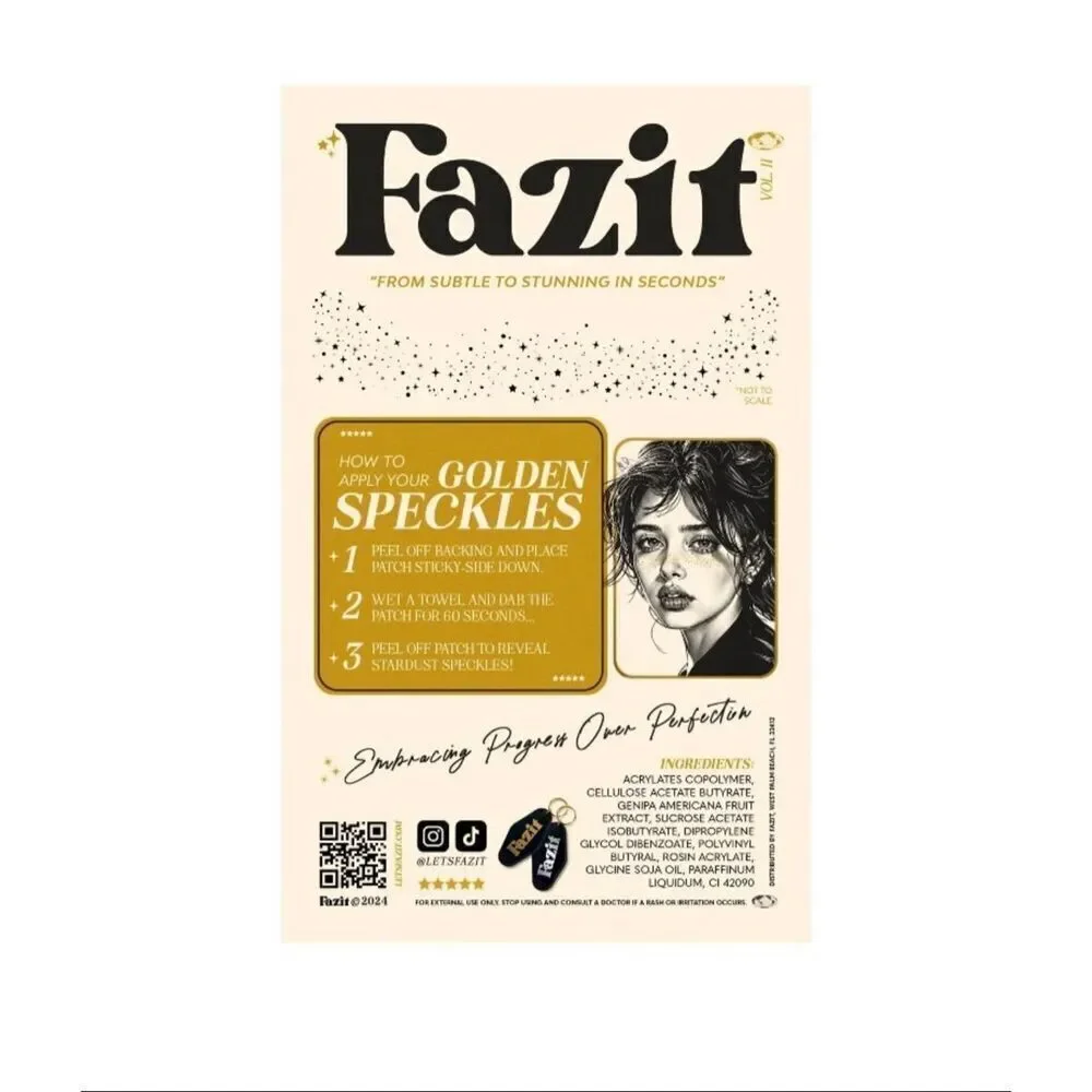 Fazit makeup patches 1 pack gold glam speckles ethereal fairy dust speckled star